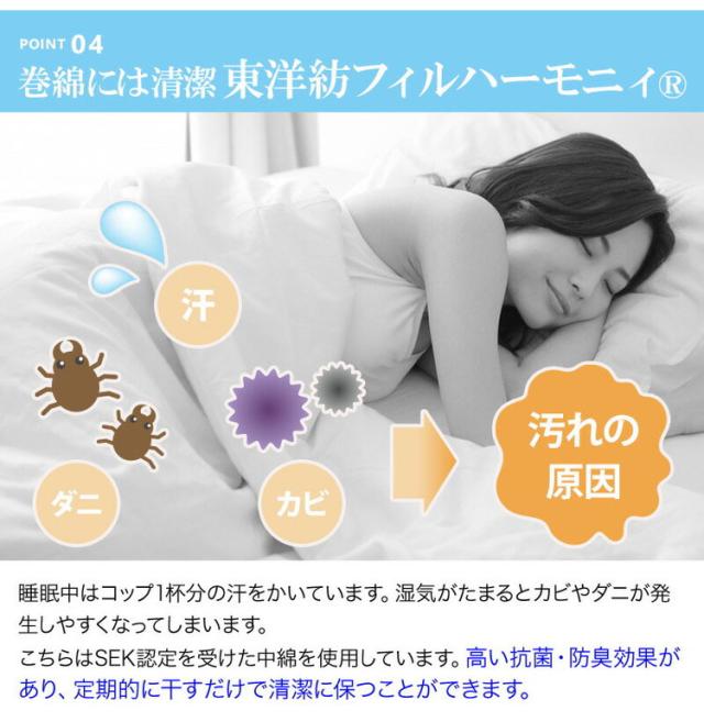 国産 固綿敷布団 プロファイルウレタン厚さ5cm ダブルロング ポリエステル100% 敷布団 体圧分散 三層構造 軽量 防ダニ 抗菌 防臭 東洋紡フィルハーモニィ日本製 敷き布団(代引不可)【送料無料】_9