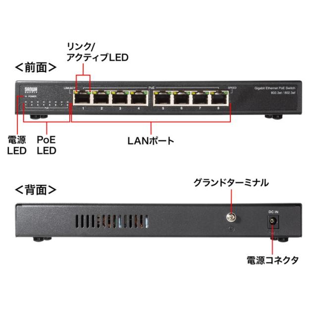 サンワサプライ ギガビット対応PoEスイッチングハブ 8ポート LAN-GIGAPOE82(代引不可)【送料無料】_3