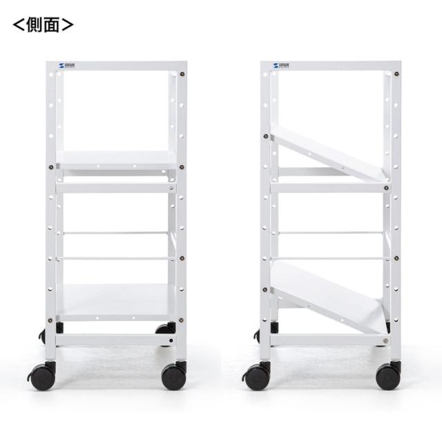 サンワサプライ 【メーカー直送】 高耐荷重ワゴン 2段 ホワイト 白 キャスター付き 組立式 WG-207(代引不可)【送料無料】_8