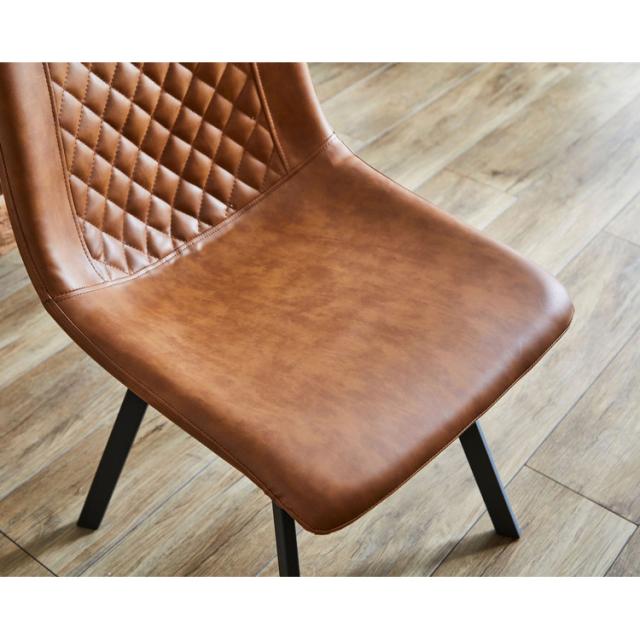 ダイニングチェア クッション レザー おしゃれ レトロ グレー ブラウン