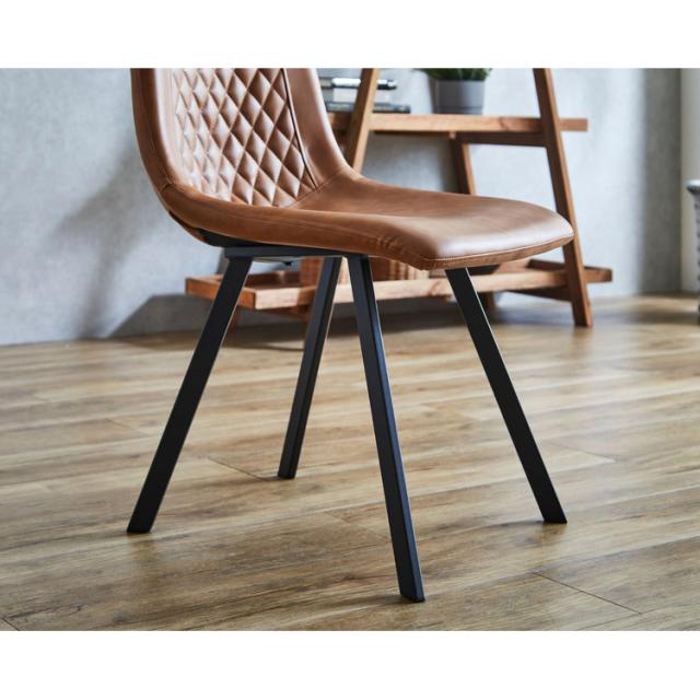 ダイニングチェア クッション レザー おしゃれ レトロ グレー ブラウン