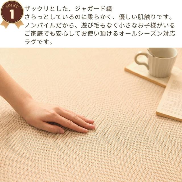 ラグ 洗える ヘリンボン 撥水 大判 220×220cm おしゃれ 北欧 ヘリンボーン グレー ベージュ 滑り止め ラグマット カーペット ウォッシャブル はっ水(代引不可)【送料無料】_1
