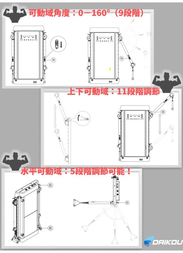 ケーブルトレーナー マグネット式 20段階負荷 DK-L805 【メーカー保証付き】ダイコウ 筋トレ フィットネス マッスル ルームランナー フィットネス 【2022年発売】(代引不可)_5