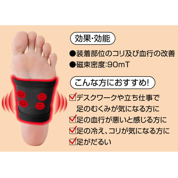 シルク混磁気メディカルサポーター足裏用こりとるん ブラックの通販はau Pay マーケット リコメン堂
