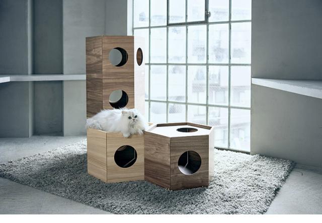 フランスペット ペットハウス へキサ ナチュラル PE03 1個 重ねて使える ペットハウス キャットタワー ペット家具 フランスベッド(代引不可)【送料無料】_10