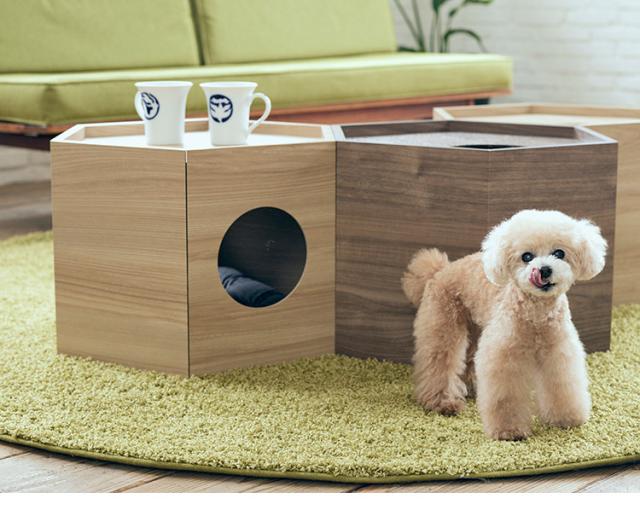 フランスペット ペットハウス へキサ ナチュラル PE03 1個 重ねて使える ペットハウス キャットタワー ペット家具 フランスベッド(代引不可)【送料無料】_4