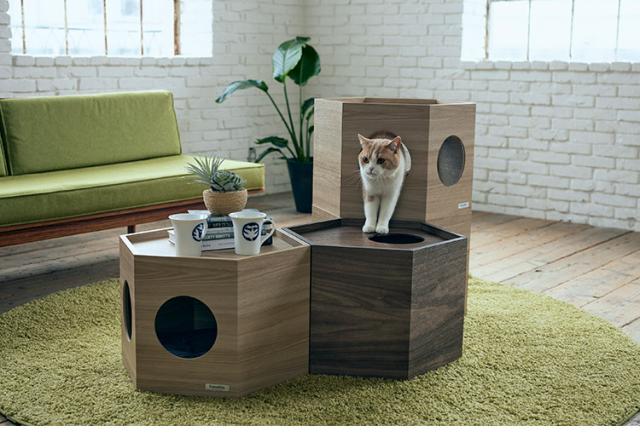 フランスペット ペットハウス へキサ ナチュラル PE03 1個 重ねて使える ペットハウス キャットタワー ペット家具 フランスベッド(代引不可)【送料無料】_6