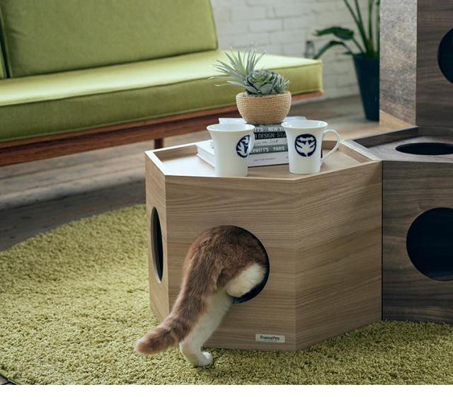 フランスペット ペットハウス へキサ ナチュラル PE03 1個 重ねて使える ペットハウス キャットタワー ペット家具 フランスベッド(代引不可)【送料無料】_7