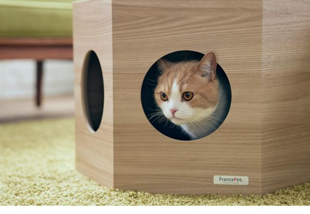 フランスペット ペットハウス へキサ ナチュラル PE03 1個 重ねて使える ペットハウス キャットタワー ペット家具 フランスベッド(代引不可)【送料無料】_8