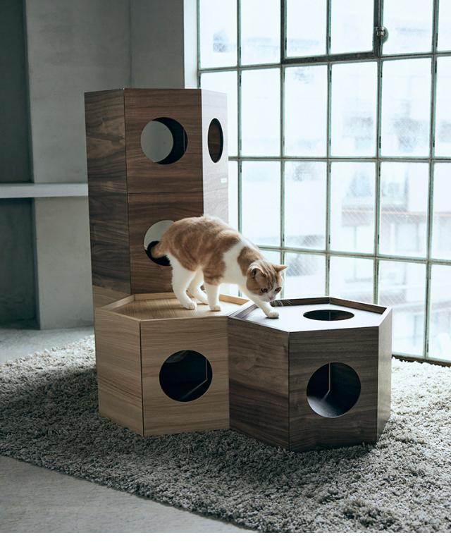 フランスペット ペットハウス へキサ ナチュラル PE03 1個 重ねて使える ペットハウス キャットタワー ペット家具 フランスベッド(代引不可)【送料無料】_9