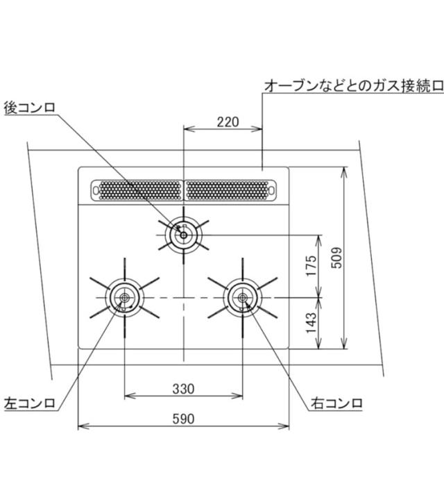 N3WV6RWAP2SIC LP Mikke ノーリツビルトインガスコンロ ノーリツ ビルトインガスコンロ NORITZ プロパンガス用・3口・両側強火タイプ・幅60cm ミッケ【送料無料】_12