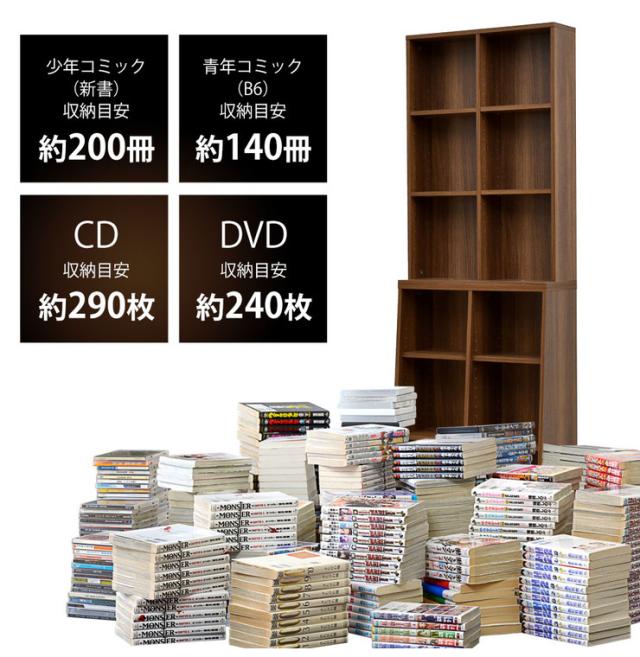 奥行きスリム本棚 少年コミックは約200冊収納可能 フリーラック 本棚 CD・DVD収納 オープンラック 収納棚 整理棚(代引不可)【送料無料】_6