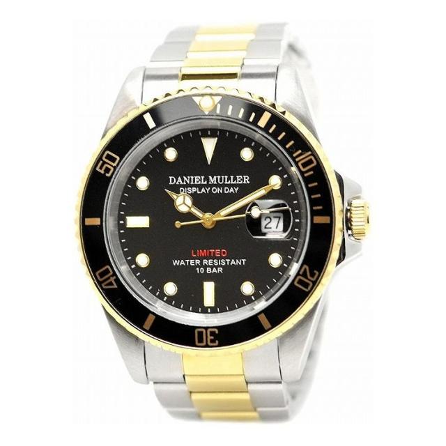 ダニエル・ミューラー DANIEL MULLER 腕時計 DM-2018TGB ブラック×ゴールド【送料無料】の通販は
