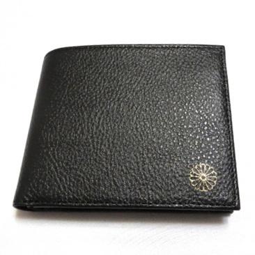 銀座村松時計店 菊紋入二つ折財布 LW-100-BK ブラック【送料無料】