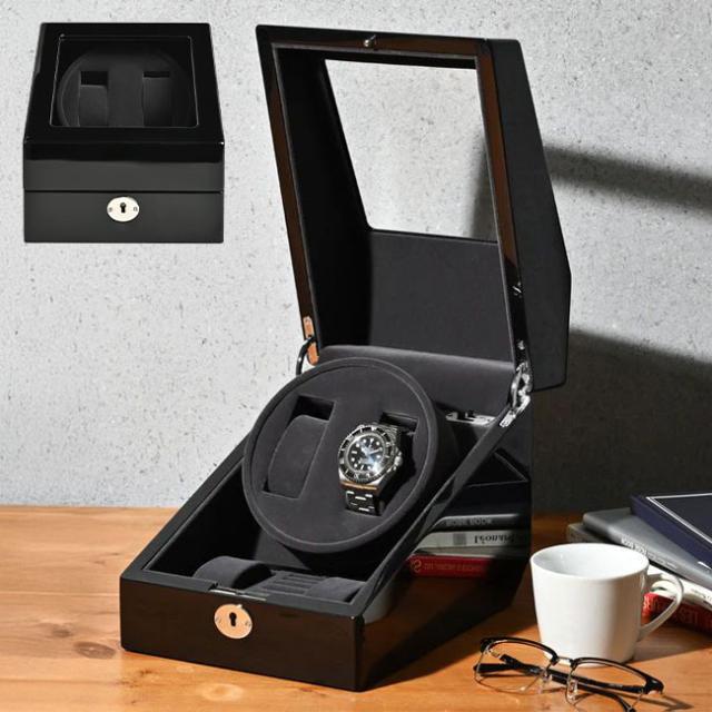 エスプリマ ワインディングマシーン 腕時計2本巻き 木製 ピアノブラック LU2223001BK【送料無料】