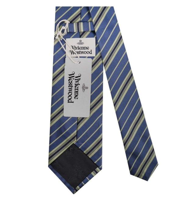 Vivienne Westwood ヴィヴィアンウエストウッド ネクタイ AW2023モデル メンズ ストライプ スレートブルー ブランド イタリア製 シルク100% 男性用 クリスマス プレゼント 高級 ブランド品 スーツ【送料無料】 Vivienne Westwood ヴィヴィアンウエストウッド ネクタイ AW2023モデル