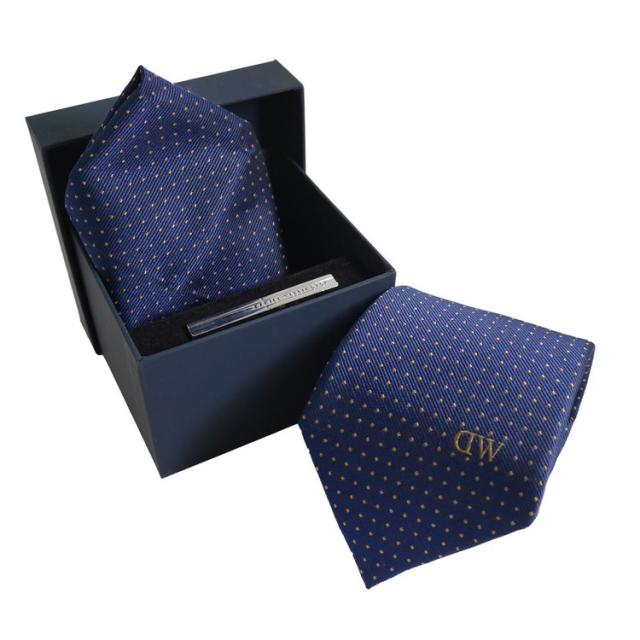 ダニエルウェリントン ネクタイ&タイバー&カフス 3点セットNAVY DW02800013(代引不可)【送料無料】