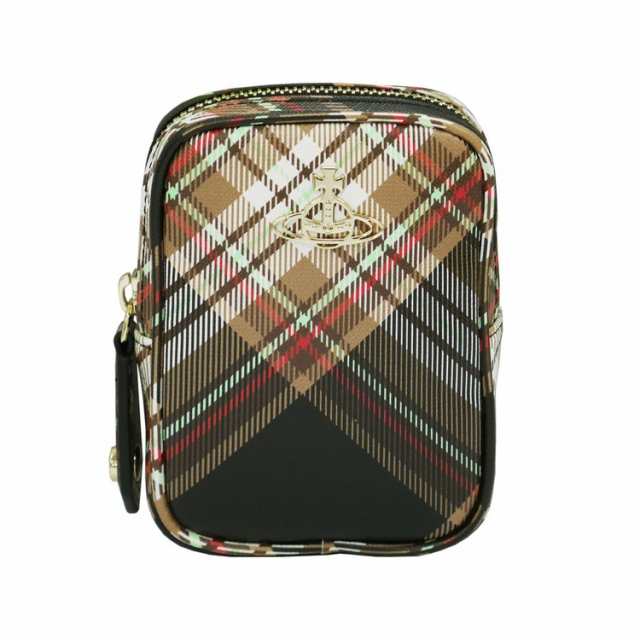 ヴィヴィアンウエストウッド Vivienne Westwood DERBY 53030028U-S001K- 化粧ポーチ BIOGREEN SAFFIANO PRINTED D101 TARTAN BROWN/BLACK