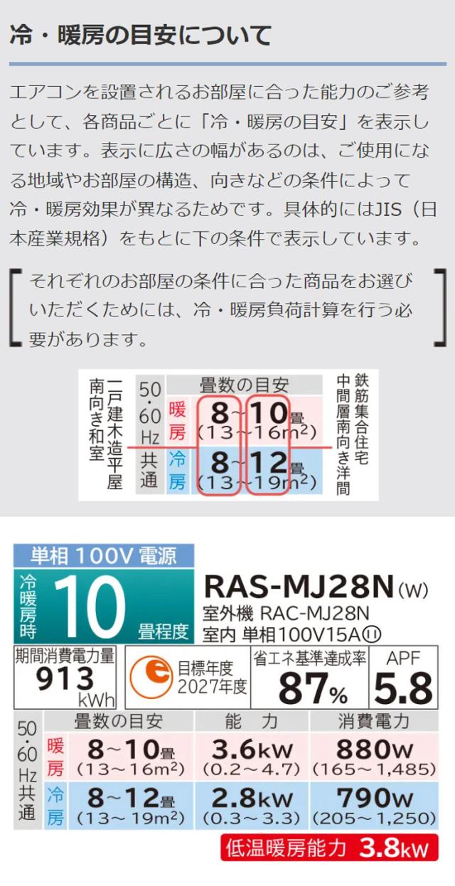 日立 ルームエアコン MJシリーズ 白くまくん RAS-MJ28N RAC-MJ28N 10畳タイプ(代引不可)【送料無料】_1