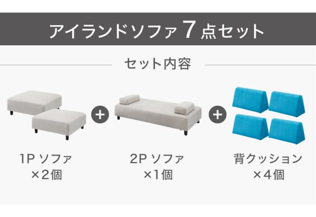 アイランドソファ ソファ 4人掛け 組み換え自由 間仕切り カウチソファ おしゃれ ローソファ ソファーセット 大きい L字 ベロア オットマン グレー ブルー(代引不可)【送料無料】_1