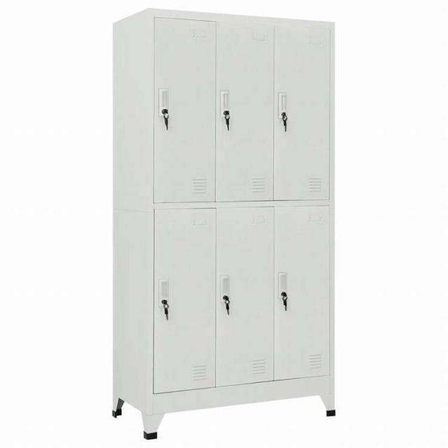 vidaXL ロッカーキャビネット 収納スペース6点 スチール 90x45x180cm グレー家具 キャビネット&収納 収納キャビネット・ロッカー(代引不可)【送料無料】