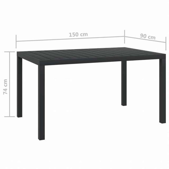 vidaXL ガーデンテーブル ブラック 150x90x74cm アルミ&WPC製家具 アウトドア家具 アウトドアテーブル(代引不可)【送料無料】_4