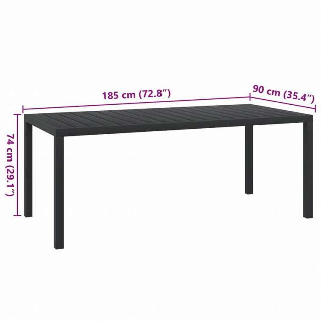 vidaXL ガーデンテーブル ブラック 185x90x74cm アルミ&WPC製家具 アウトドア家具 アウトドアテーブル(代引不可)【送料無料】_4