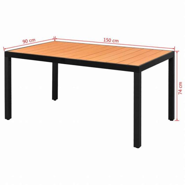 vidaXL ガーデンテーブル ブラウン 150x90x74cm アルミ&WPC製家具 アウトドア家具 アウトドアテーブル(代引不可)【送料無料】_2