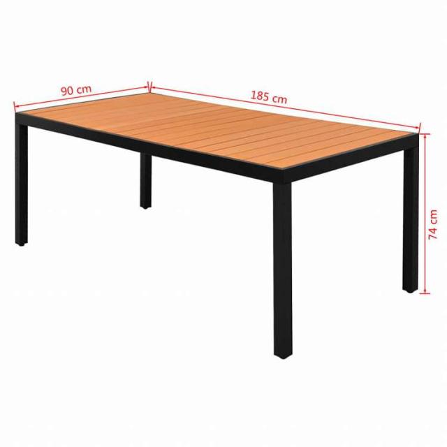 vidaXL ガーデンテーブル ブラウン 185x90x74cm アルミ&WPC製家具 アウトドア家具 アウトドアテーブル(代引不可)【送料無料】_2