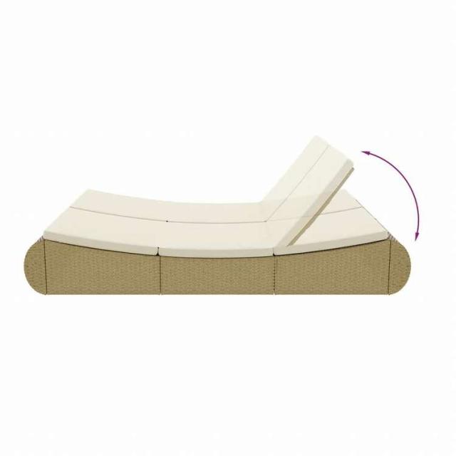 vidaXL 屋外ラウンジベッド ポリラタン製 ベージュ家具 アウトドア家具 屋外ベッド(代引不可)【送料無料】_10