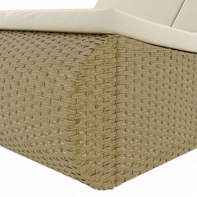 vidaXL 屋外ラウンジベッド ポリラタン製 ベージュ家具 アウトドア家具 屋外ベッド(代引不可)【送料無料】_11