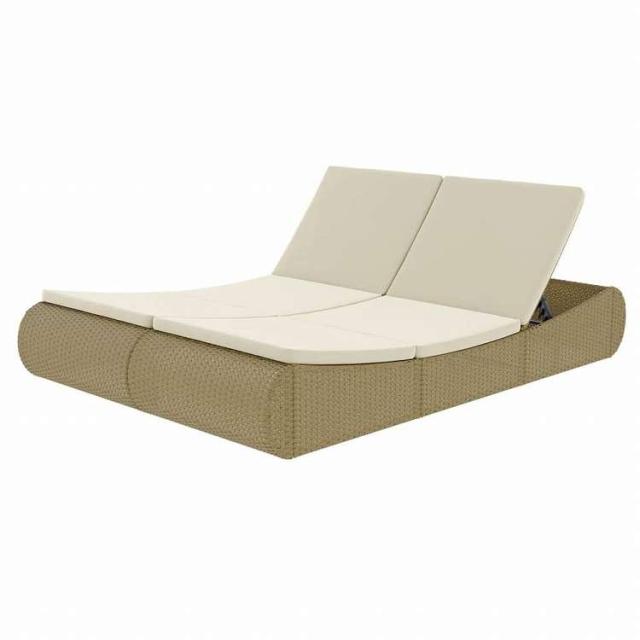 vidaXL 屋外ラウンジベッド ポリラタン製 ベージュ家具 アウトドア家具 屋外ベッド(代引不可)【送料無料】_4