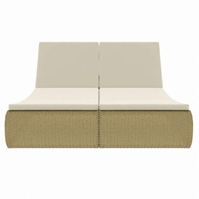 vidaXL 屋外ラウンジベッド ポリラタン製 ベージュ家具 アウトドア家具 屋外ベッド(代引不可)【送料無料】_5