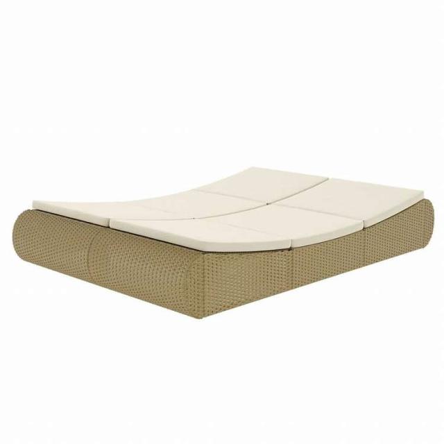vidaXL 屋外ラウンジベッド ポリラタン製 ベージュ家具 アウトドア家具 屋外ベッド(代引不可)【送料無料】_6