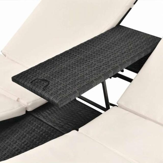 vidaXL ダブルサンラウンジャー カーテン付き ポリラタン製 ブラック家具 アウトドア家具 屋外ベッド(代引不可)【送料無料】_8