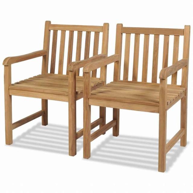 vidaXL 屋外用チェア2脚 無垢チーク材家具 アウトドア家具 屋外椅子 アウトドアベンチチェア(代引不可)【送料無料】