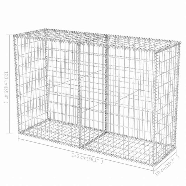 vidaXL ガビオンバスケット 亜鉛メッキ鋼製 150x50x100 cmハードウェア フェンス&バリア フェンスパネル(代引不可)【送料無料】_5