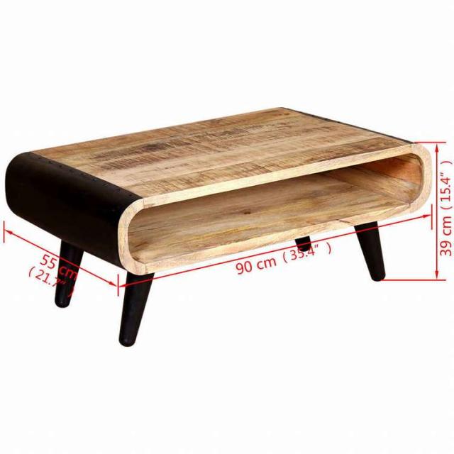 vidaXL コーヒーテーブル マンゴー無垢材 (粗目) 90x55x39cm家具 テーブル アクセントテーブル コーヒーテーブル(代引不可)【送料無料】_7