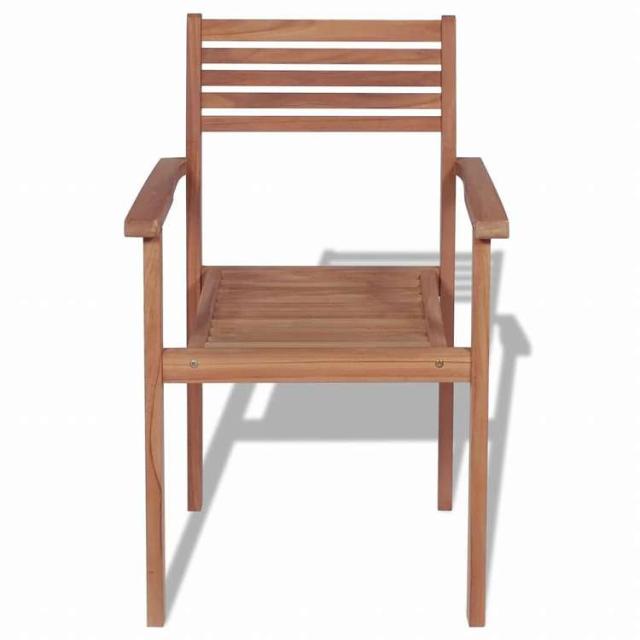 vidaXL 積み重ね式ガーデンチェア 4点 チーク無垢材家具 アウトドア家具 屋外椅子 アウトドアベンチチェア(代引不可)【送料無料】_3