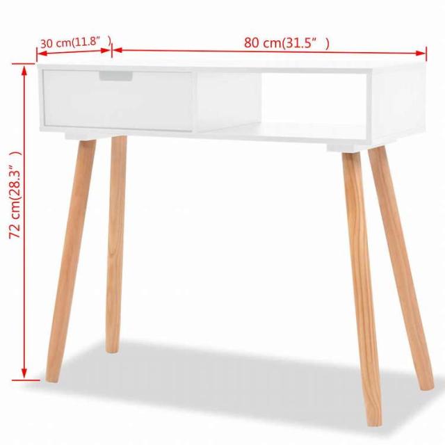 vidaXL コンソールテーブル パイン無垢材 80x30x72cm ホワイト家具 テーブル アクセントテーブル エンドテーブル(代引不可)【送料無料】_5
