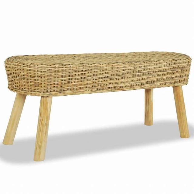 vidaXL ホールベンチ 110x35x45cm 天然籐製家具 ベンチ 倉庫・通路用ベンチ(代引不可)【送料無料】