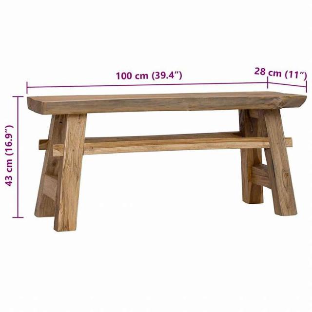 vidaXL ベンチ 混合再生木材&チーク無垢材 100x28x43cm家具 ベンチ 倉庫・通路用ベンチ(代引不可)【送料無料】_8
