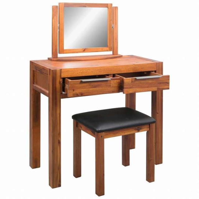 vidaXL 化粧台 スツール&鏡付き アカシア無垢材家具 キャビネット&収納 洗面・化粧台ユニット 寝室用化粧用テーブル(代引不可)【送料無料】_3