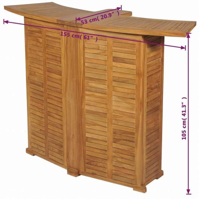 vidaXL 折りたたみバーテーブル 155x53x105cm チーク無垢材家具 アウトドア家具 アウトドアテーブル(代引不可)【送料無料】_3