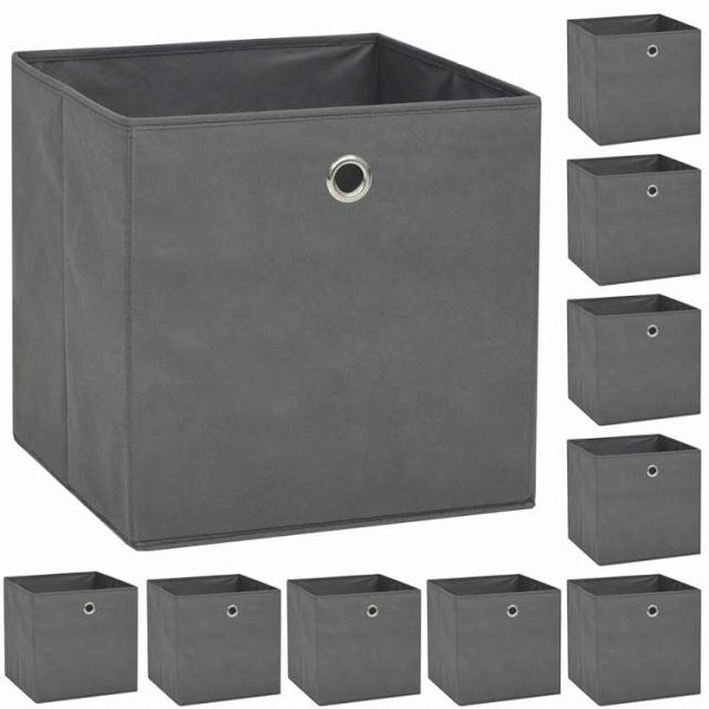 vidaXL 納めるボックス席 10点 不織布 32x32x32糎 薄墨色介護ホーム&園庭 所帯装具 納める&まとめ役 身寄り装具納めるボックス席(代引不可)【貨物輸送無料】