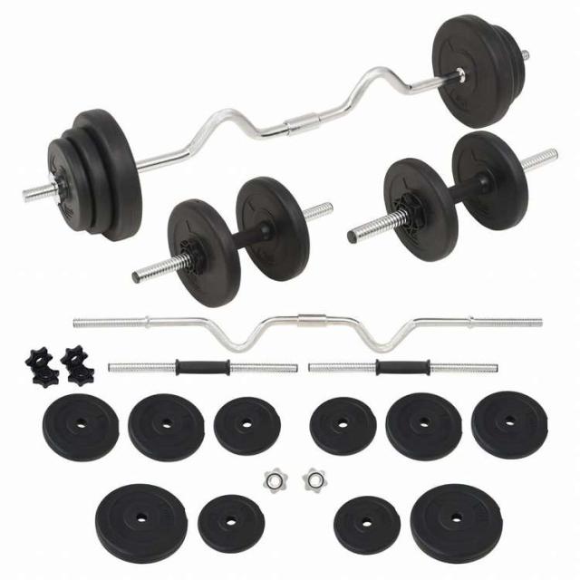 vidaXL バーベル&amp;ダンベルセット 30kgスポーツグッズ エクササイズ&amp;フィットネス ウエイトリフティング フリーウェイト(代引不可)【送料無料】