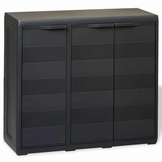 vidaXL ガーデン ストレージキャビネット 2段棚 黒色家具 キャビネット&収納 収納キャビネット・ロッカー(代引不可)【送料無料】