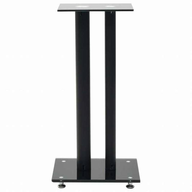 vidaXL スピーカースタンド 2点 強化ガラス製 柱2本デザイン ブラック電子機器 オーディオ オーディオアクセサリー スピーカーアクセサリ スピーカースタンド・マウント(代引不可)【送料無料_2