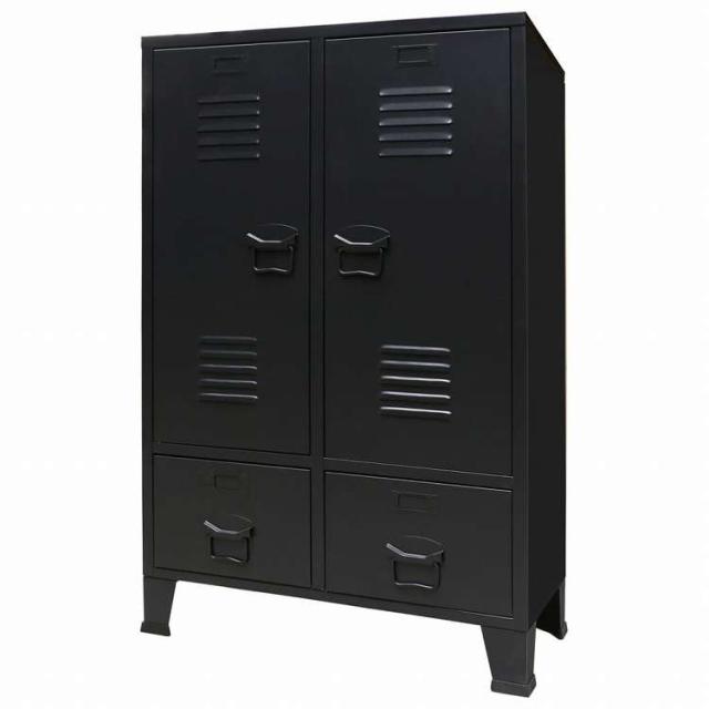 vidaXL 洋服ダンス 金属製 インダストリアル調 67x35x107cm ブラック家具 キャビネット&収納 戸棚・ワードローブ(代引不可)【送料無料】