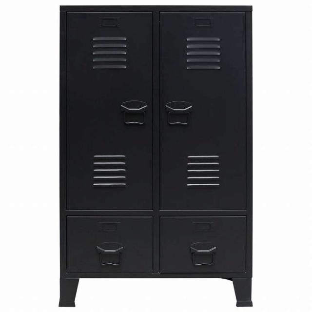 vidaXL 洋服ダンス 金属製 インダストリアル調 67x35x107cm ブラック家具 キャビネット&amp;収納 戸棚・ワードローブ(代引不可)【送料無料】_2